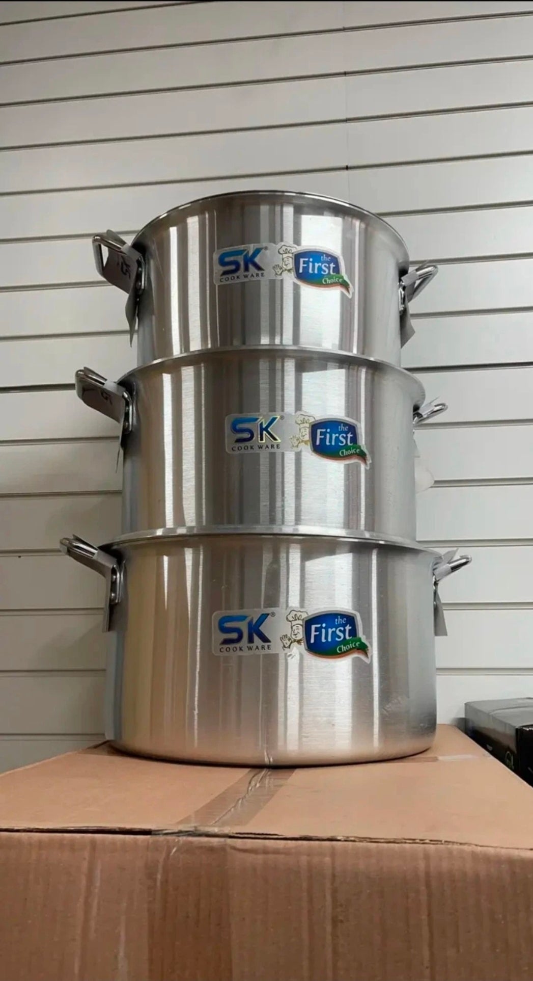 SK-Casserole 3PC Heavy Duty Metal Finish Cookware Pots Set for Large Family Size