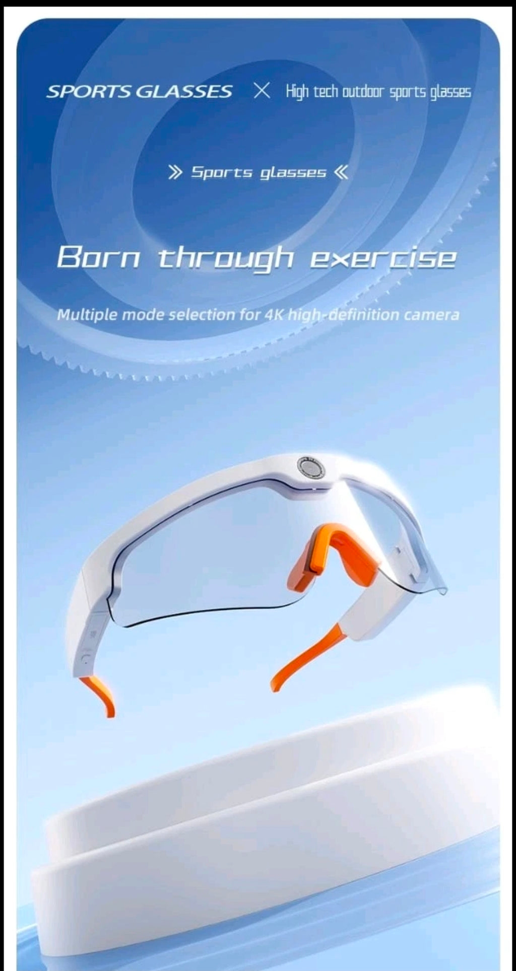 Ultra HD 4K Sunglasses  Sports Glasses  Wireless Bluetooth Glasses