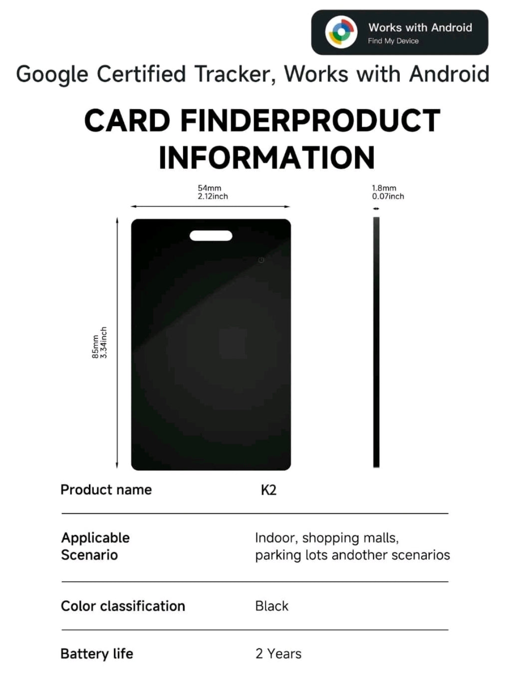 IP68 Waterproof Google Certified Tracker Works With Android